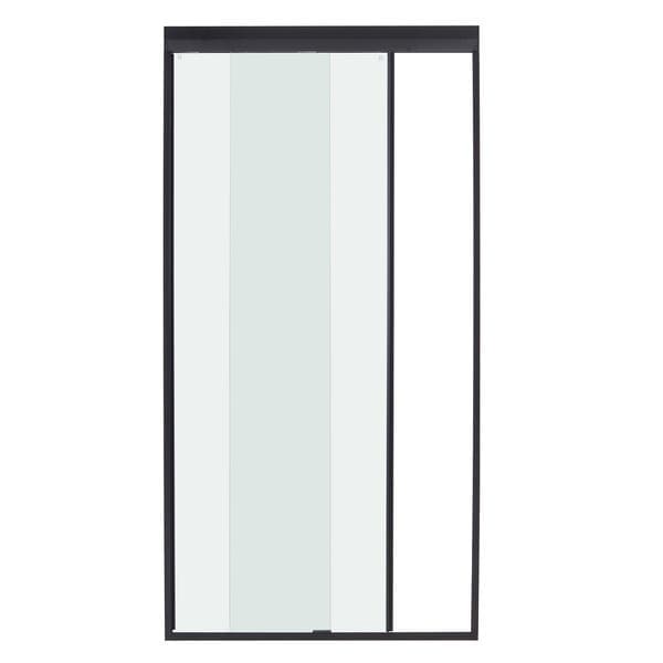 Box para Banheiro 110x200cm Vidro Incolor Frontal de Correr 2 Folhas Preto Duo Safe Speed Temper