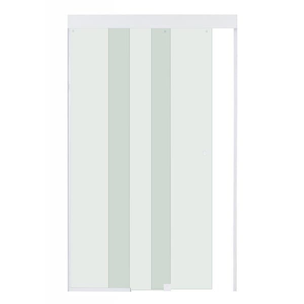 Box para Banheiro 115x200cm Vidro Incolor Frontal de Correr 3 Folhas Branco Versatik Speed Temper