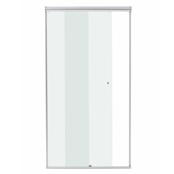 Box para Banheiro 120x190cm Vidro Incolor Frontal de Correr 2 Folhas Prata Fosco Simple Speed Temper