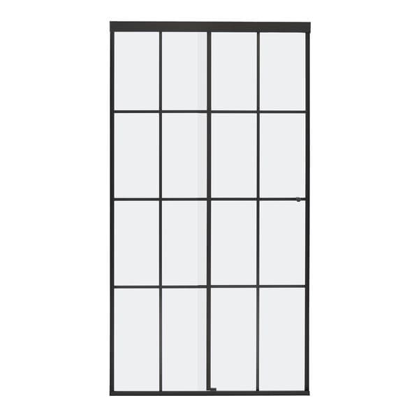 Box para Banheiro 120x190cm Vidro Incolor Frontal de Correr 2 Folhas Preto Iron Speed Temper