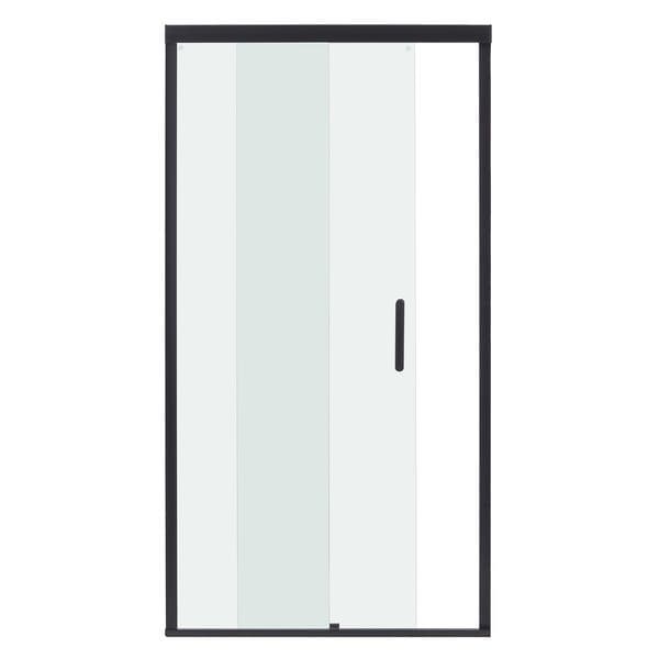 Box para Banheiro 120x190cm Vidro Incolor Frontal de Correr 2 Folhas Preto Remix Sensea