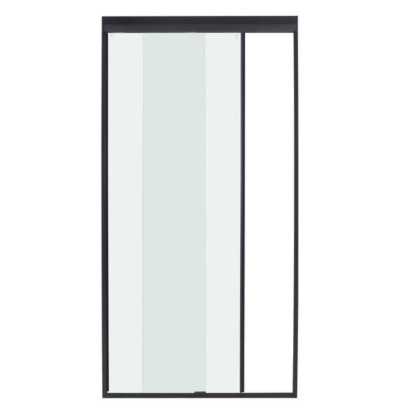 Box para Banheiro 120x200cm Vidro Incolor Frontal de Correr 2 Folhas Preto Duo Safe Speed Temper