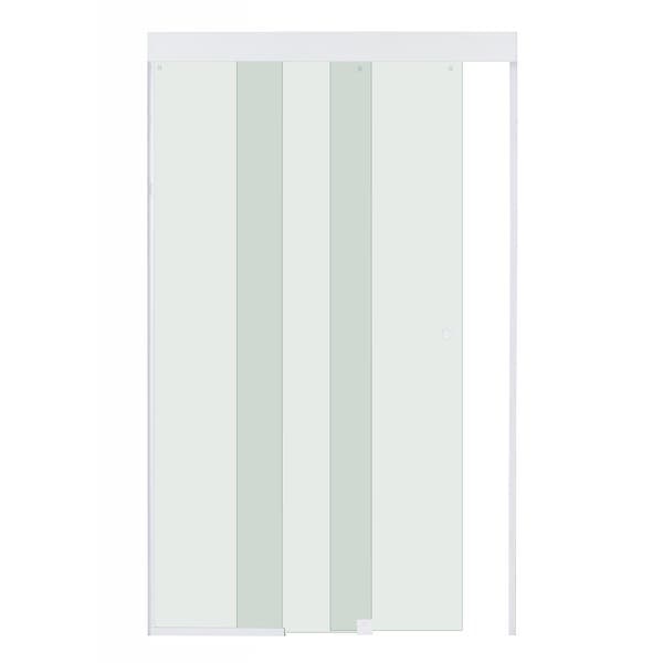 Box para Banheiro 120x200cm Vidro Incolor Frontal de Correr 3 Folhas Branco Versatik Speed Temper