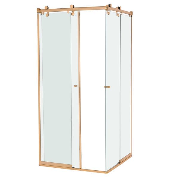 Box para Banheiro 80x190cm Vidro Incolor de Canto de Correr 4 Folhas Rose Gold Elegance Speed Temper