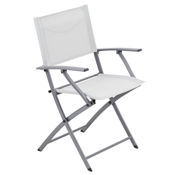 Cadeira de Jardim em Aço Dobrável 84x54,5cm com Braço Branco Emys Naterial