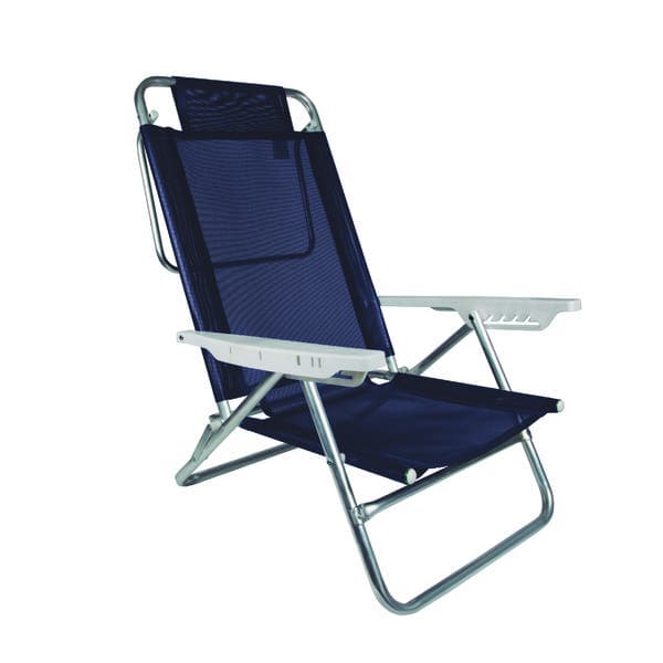 Cadeira de Jardim em Alumínio Dobrável e Reclinável Multiposições 72,5x57cm com Braço Azul Summer Fashion Mor