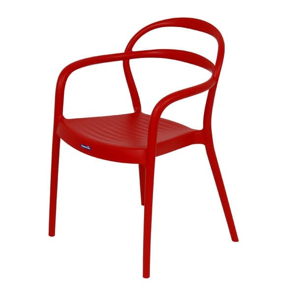 Cadeira de Jardim em Plástico 80x57cm com Braço Vermelho Sissi Tramontina