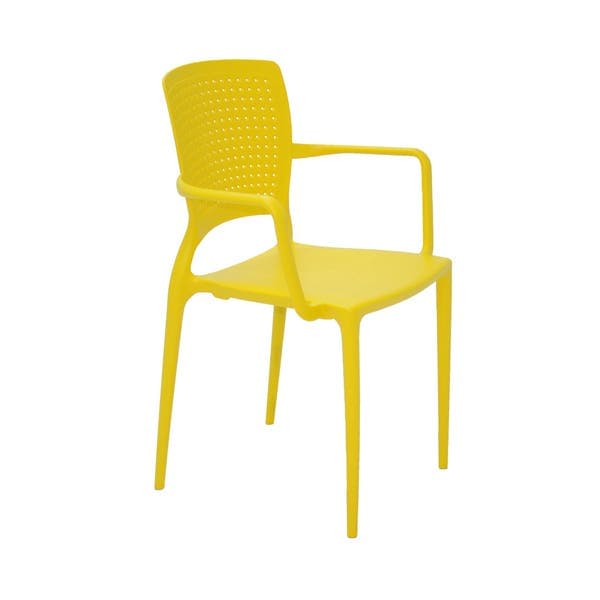 Cadeira de Jardim em Plástico 84,5x44cm com Braço Amarelo Safira Tramontina