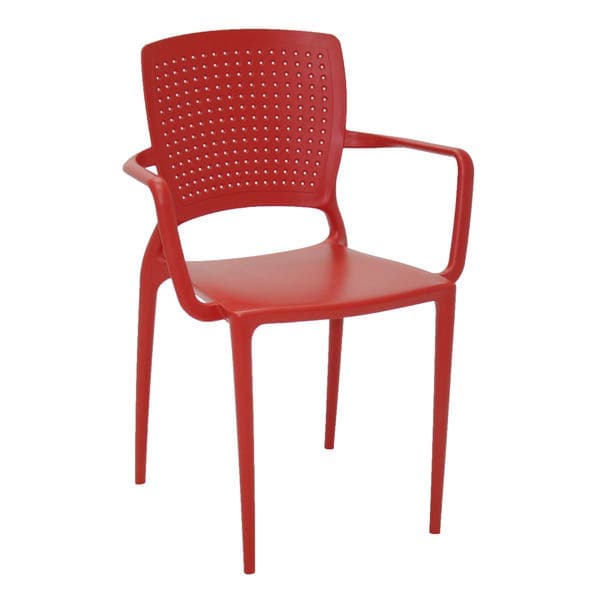 Cadeira de Jardim em Plástico 84,5x44cm com Braço Vermelho Safira Tramontina