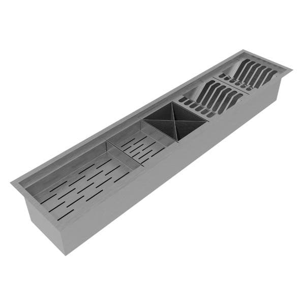 Canal Organizador Úmido de Embutir em Aço Inox Escovado Retangular 91x16,4x12cm 4.1/2 Ghel Plus