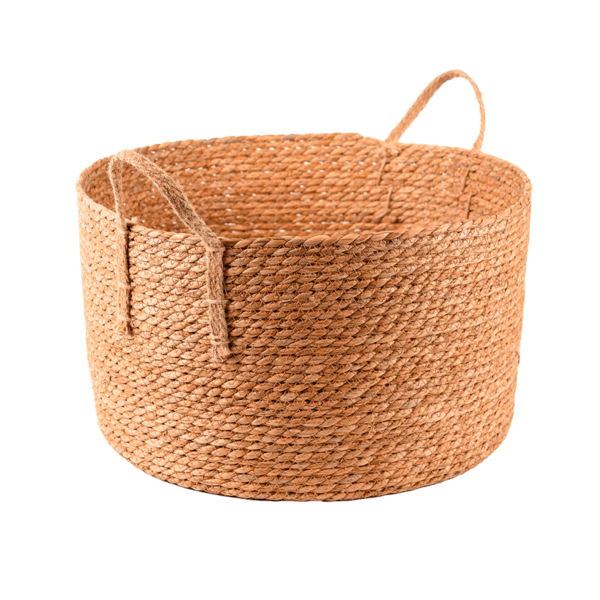 Cesto Fibra Natural Palha Cestaria 28 cm Floral Atlanta