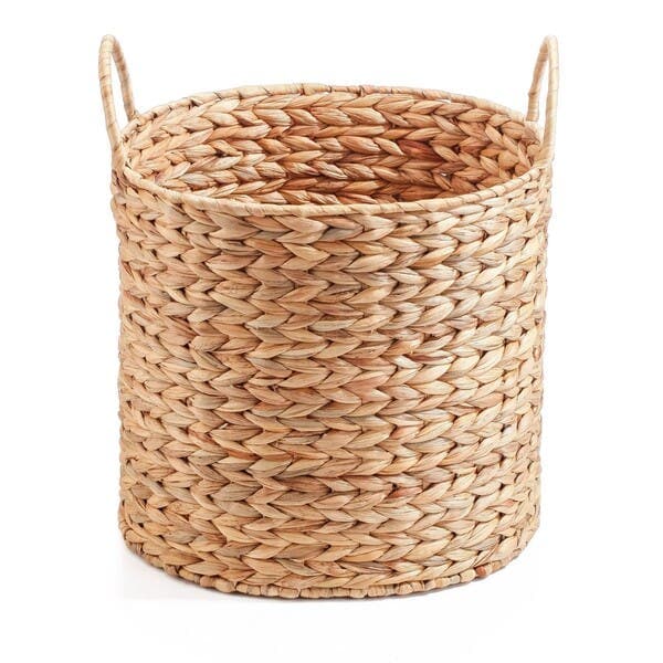 Cesto Organizador de Fibra Natural Redondo com Alças 30x37x30cm Oikos