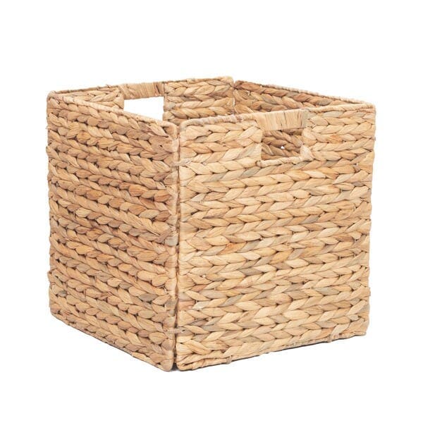 Cesto Organizador Fibra Natural Bege Water Hyacinth 29L 31x31x31cm Spaceo