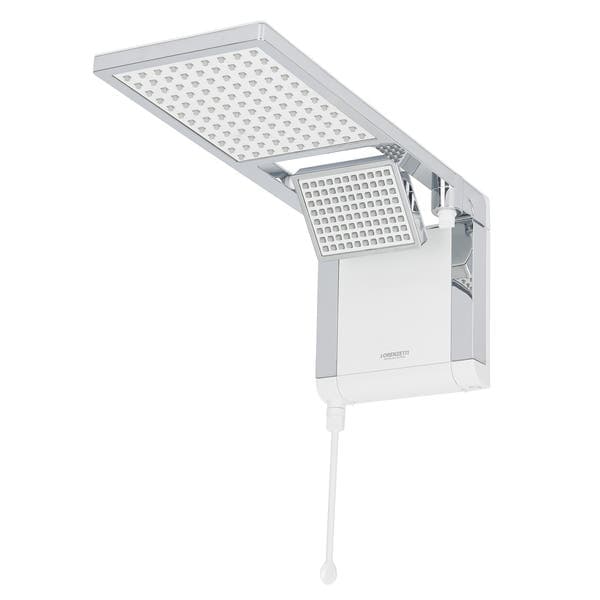 Chuveiro Elétrico Eletrônico 220V 7800w Branco e Cromado Quadrado Acqua Duo Ultra Lorenzetti
