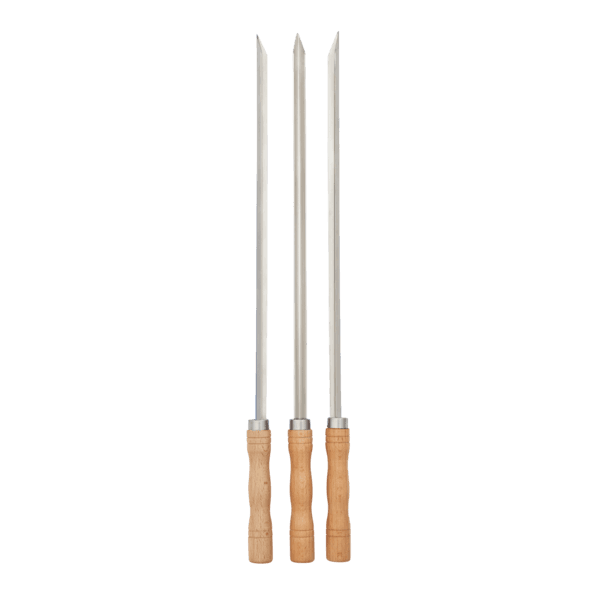 Conjunto de Espeto para Churrasqueira em Aço Inox 50cm Skewers Naterial - 3 Peças
