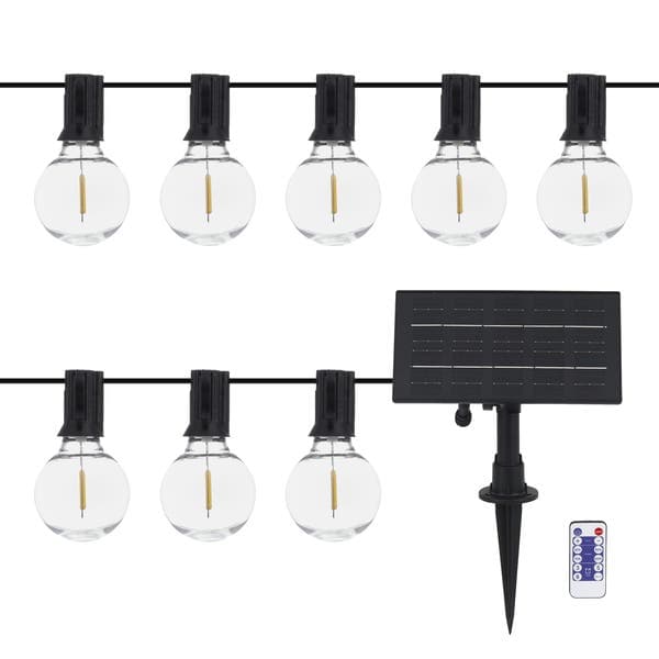 Cordão de Luz Preto Solar 8xG40 Filamento 0,6W Inspire