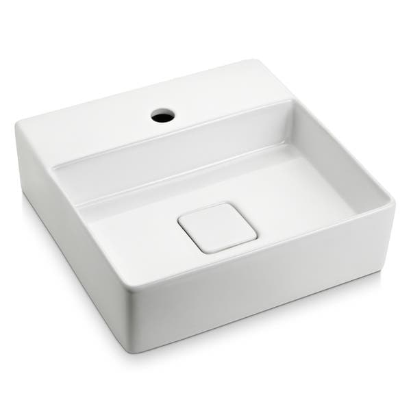 Cuba de Apoio Cerâmica Quadrado Branco 40x40cm com Mesa Veneza Sensea
