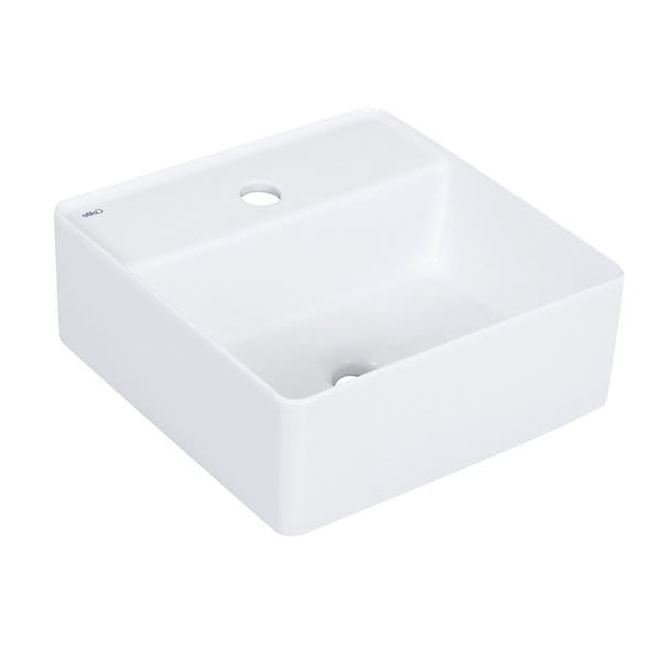 Cuba para Banheiro de Apoio em Louça Quadrada Branca 35x35cm com Mesa Design Celite