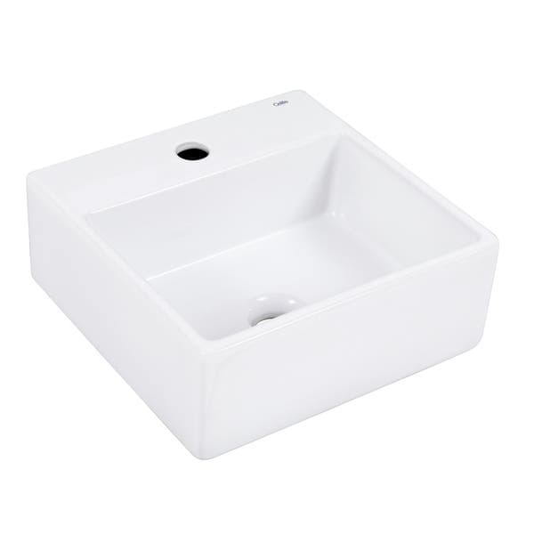 Cuba para Banheiro de Apoio em Louça Quadrada Branca 35x35cm com Mesa Q6 Celite