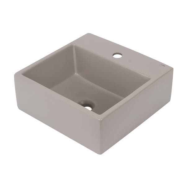 Cuba para Banheiro de Apoio em Louça Quadrada Cinza Fosca 41x41cm com Mesa Q1 Celite