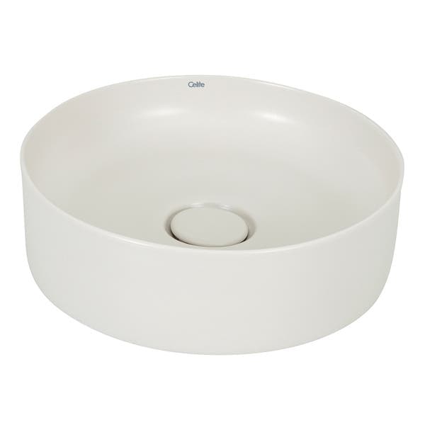Cuba para Banheiro de Apoio em Louça Redonda Bege Fosca 39cm Slim Celite