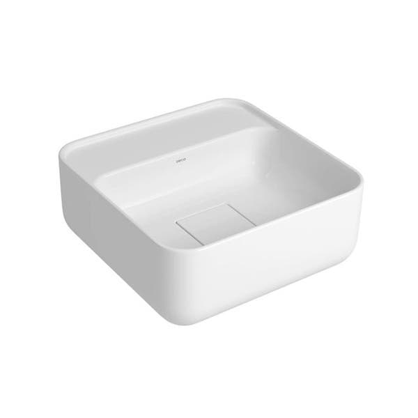 Cuba para Banheiro de Apoio Louça Quadrada Branca 30x30cm com Mesa Slim Deca