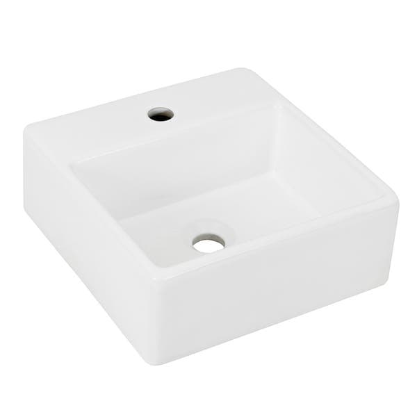 Cuba para Banheiro de Apoio Louça Quadrada Branca 35x35cm com Mesa Versalhes Sensea