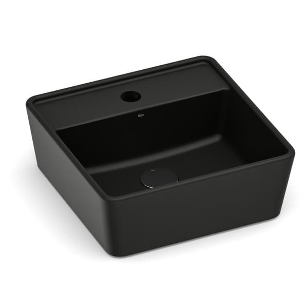 Cuba para Banheiro de Apoio Louça Quadrada Matte Black 35x35cm com Mesa Optica Roca