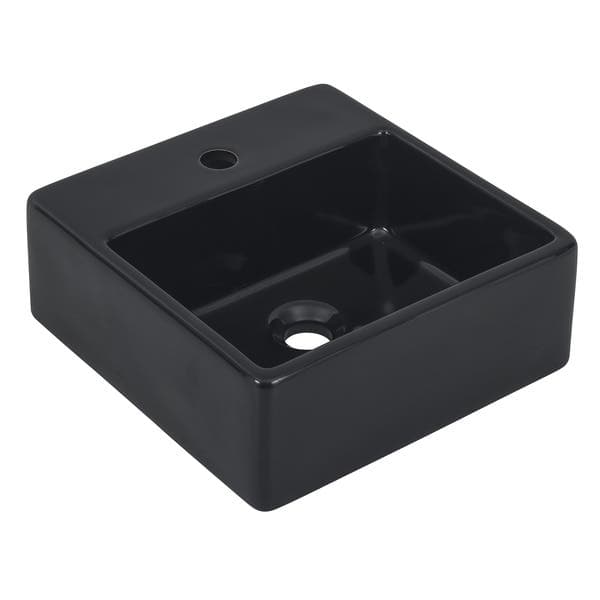 Cuba para Banheiro de Apoio Louça Quadrada Preta 35x35cm com Mesa Versalhes Sensea