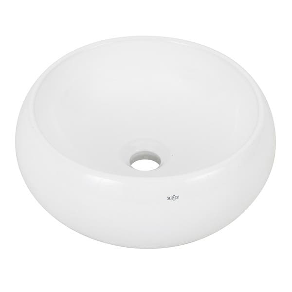 Cuba para Banheiro de Apoio Louça Redonda Branca 36cm Bordeaux Sensea