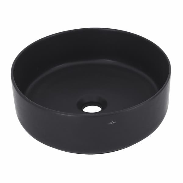 Cuba para Banheiro de Apoio Louça Redonda Preta Fosca 35cm Valência Sensea