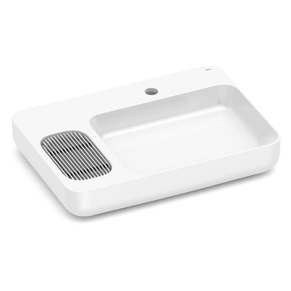 Cuba para Banheiro de Apoio Louça Retangular Branca 60x42cm com Mesa Infinity Roca