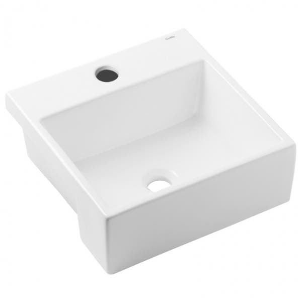 Cuba para Banheiro de Semi Encaixe Louça Quadrada Branca 41x41cm com Mesa Loft Q2 Incepa
