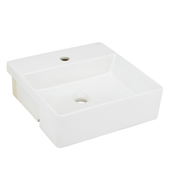 Cuba para Banheiro de Semi Encaixe Louça Quadrada Gelo 42x42cm com Mesa L 830 17 Deca