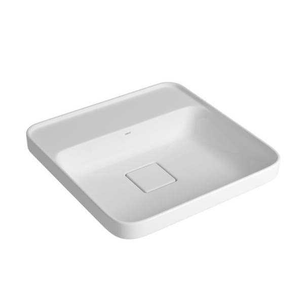 Cuba para Banheiro de Sobrepor Louça Quadrada Branca 39x40cm com Mesa Slim Deca