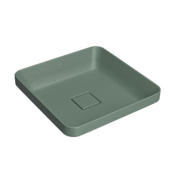 Cuba para Banheiro de Sobrepor Louça Quadrada Verde Fosca 40x40cm Slim Deca