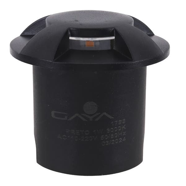Embutido de Solo Embutir Led Redondo 1W Luz Amarela Gaya Trevo Preto