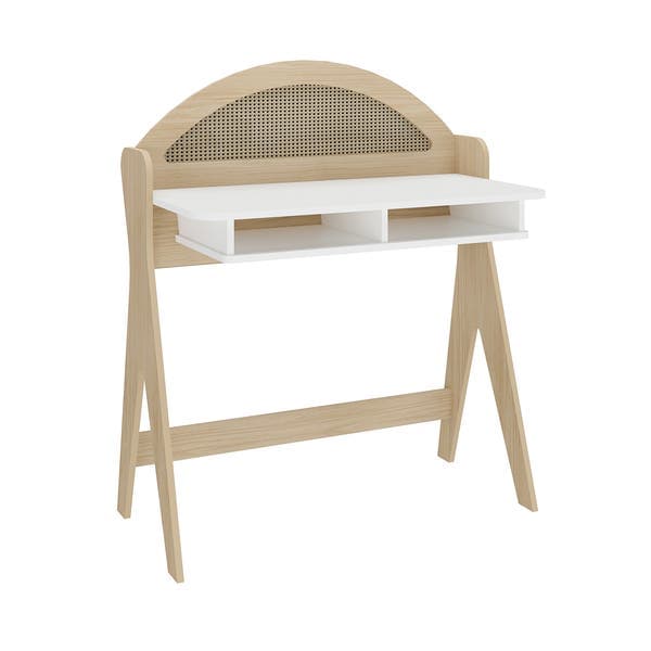 Escrivaninha 107x90x53cm Naturale com Branco Madeira Ceci Artely