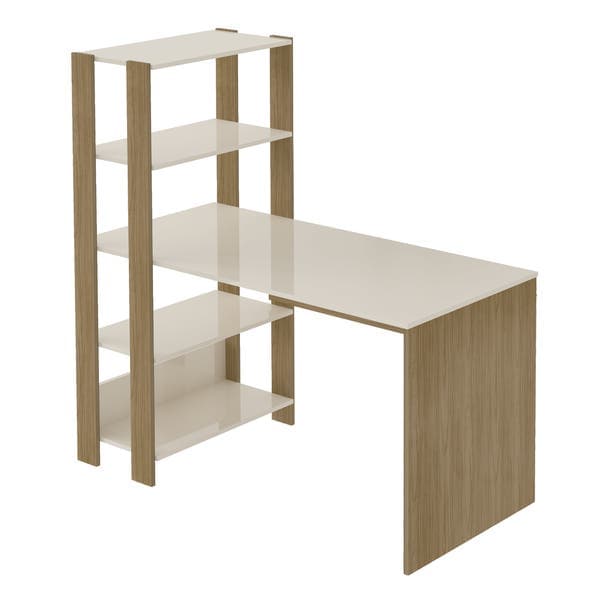 Escrivaninha 120x63cm Off White com Carvalho MDP Match Artely