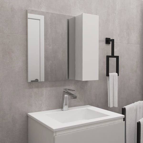 Espelheira para Banheiro 1 Porta 55x60cm Rennes Branca Laca Venturi