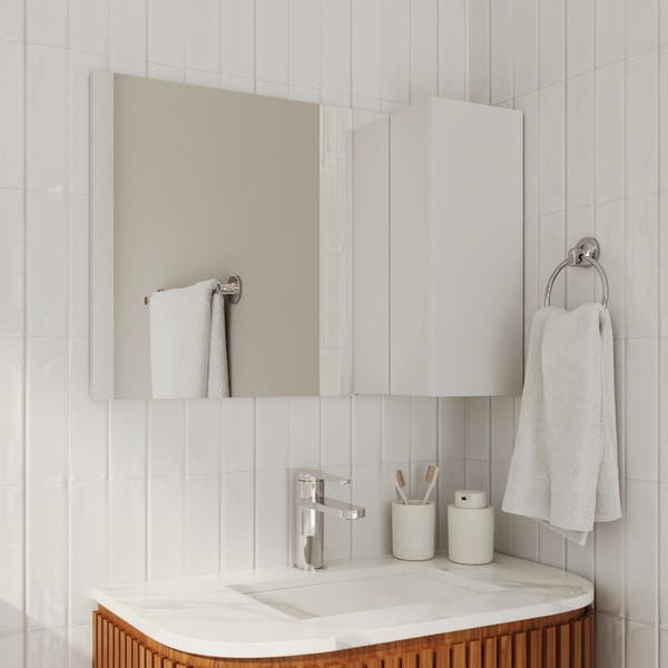 Espelheira para Banheiro 1 Porta 55x80cm Rennes Branca Laca Venturi