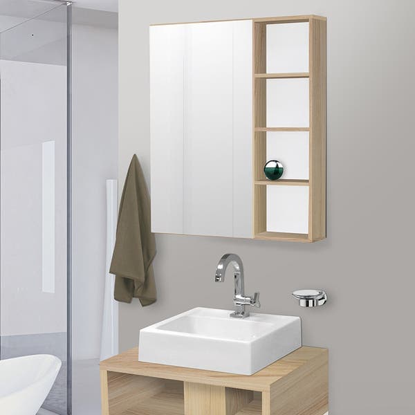 Espelheira para Banheiro 1 Porta 77x65x14cm Flex Carvalho Fabribam