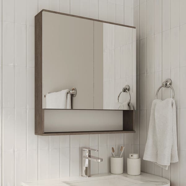 Espelheira para Banheiro 2 Portas 69x64,5x13cm Soho Grigio Sensea