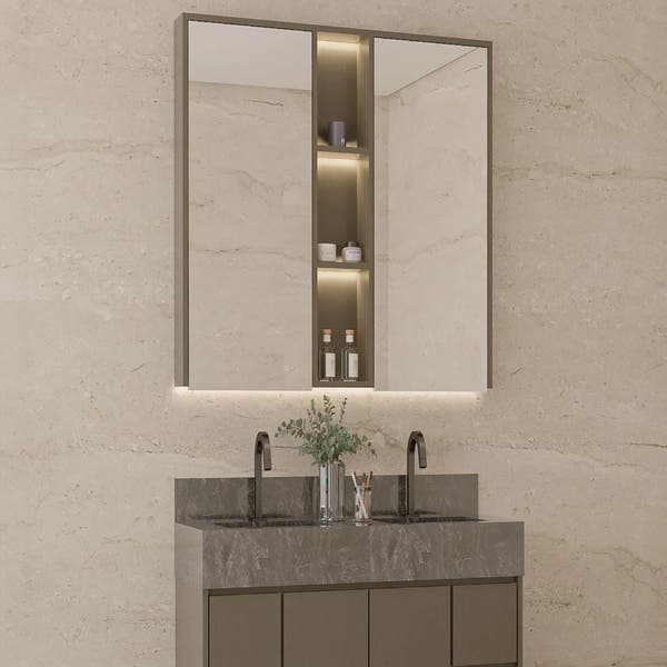 Espelheira para Banheiro com LED Blass Inox 100x120x13 Bongut