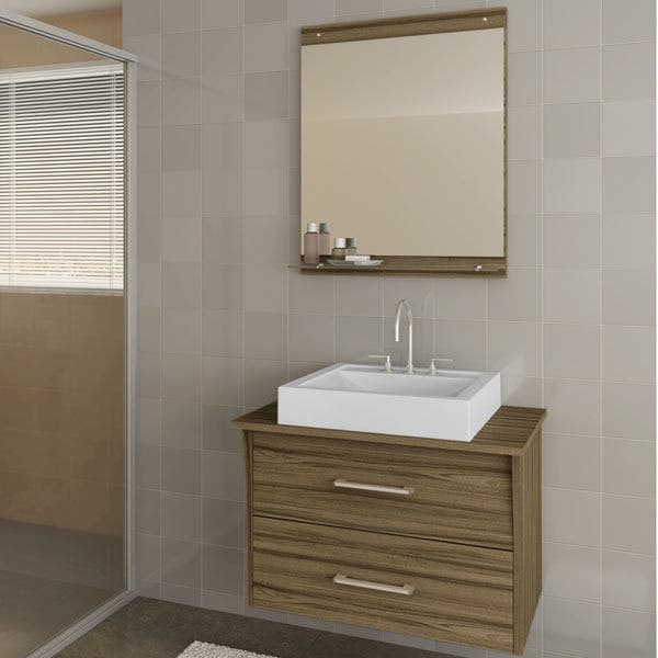 Espelheira para Banheiro MonteCarlo e SanRemo Terracota e Branca 62,50x52x3cm Darabas Agardi