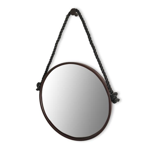 Espelho Decorativo Adnet Corten Alça de Sisal Black 60cm