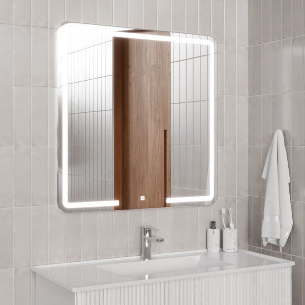 Espelho para Banheiro Quadrado com LED Bivolt 80x80cm Gavix