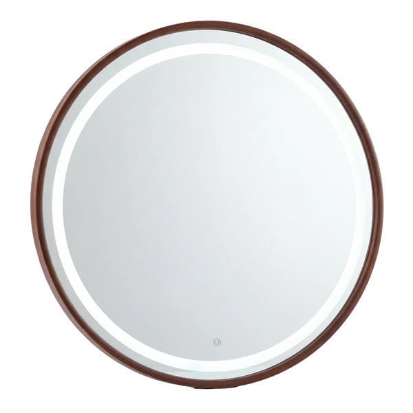 Espelho para Banheiro Redondo com LED 127V (110V) Moldura Marrom 60cm Elegance Dna Lustres