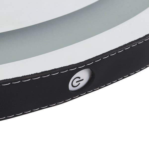 Espelho para Banheiro Redondo com LED Frontal Bivolt Moldura Preta 60cm Couro VB Cristais