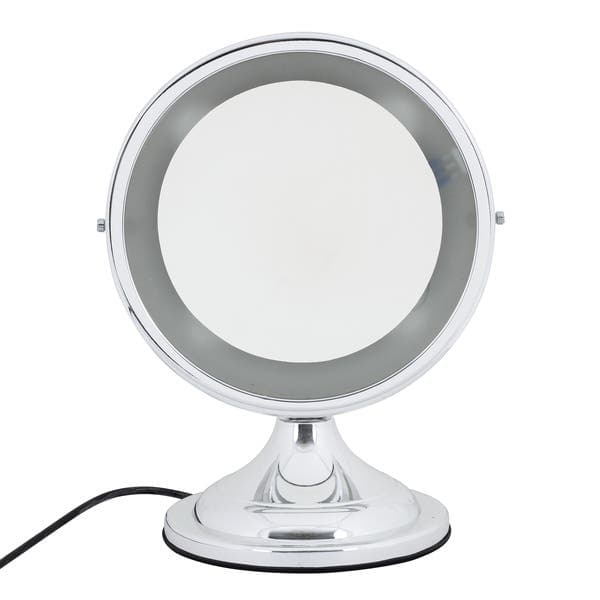 Espelho para Maquiagem de Bancada Redondo com Iluminação e Lente de Aumento 5x 37x28cm Classique Lux Ring Light Gardie